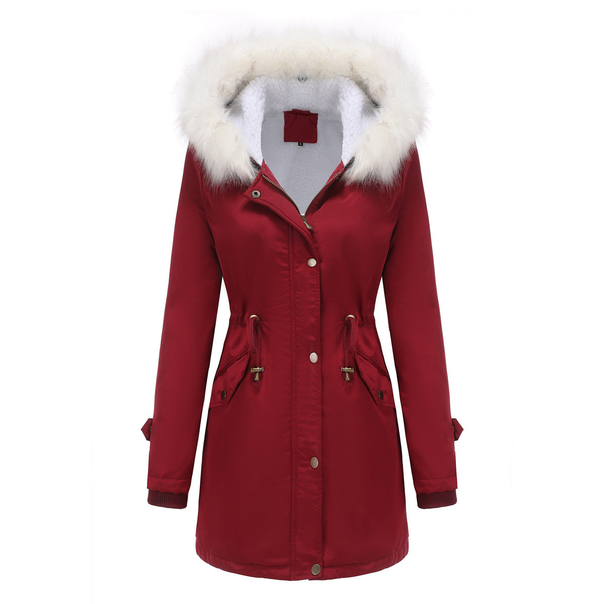 Women's Detachable Fur Collar Long-sleeved Hooded Coats