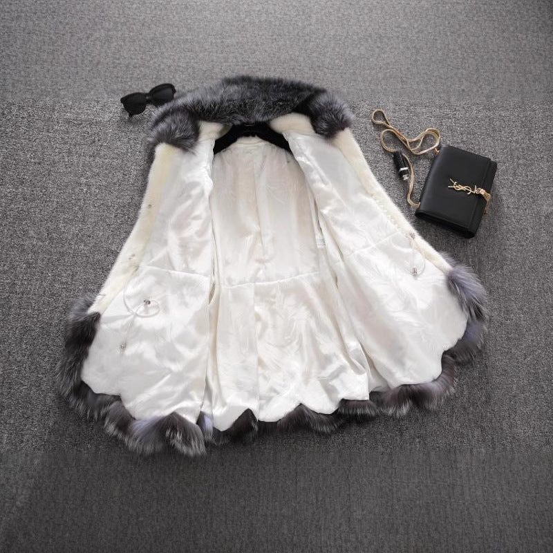 Women's Imitation Fur Overcoat Mid-length Mink Fox Coats