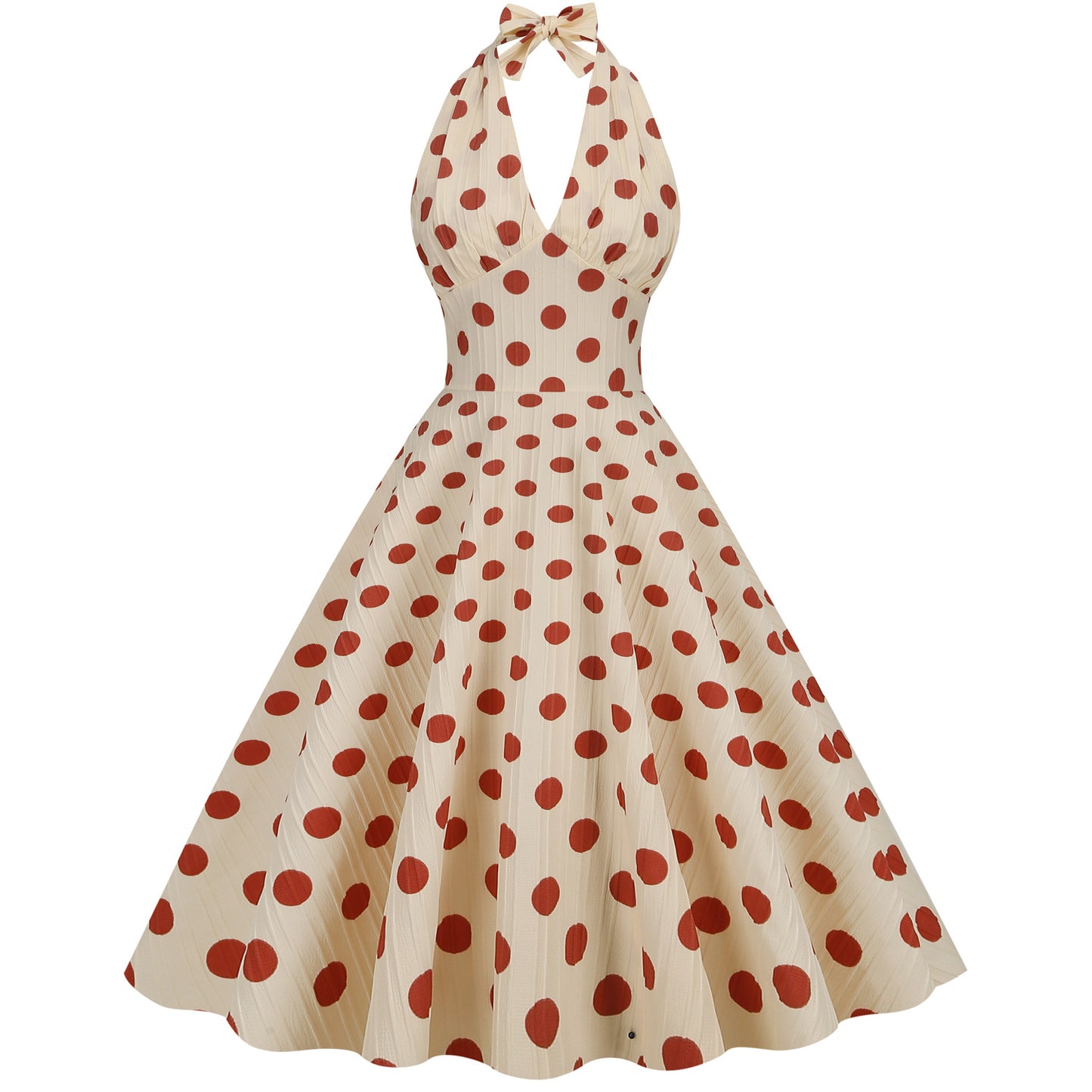 Women's High Waist Polka-dot Vacation Banquet Halter Backless Sexy Swing Dress