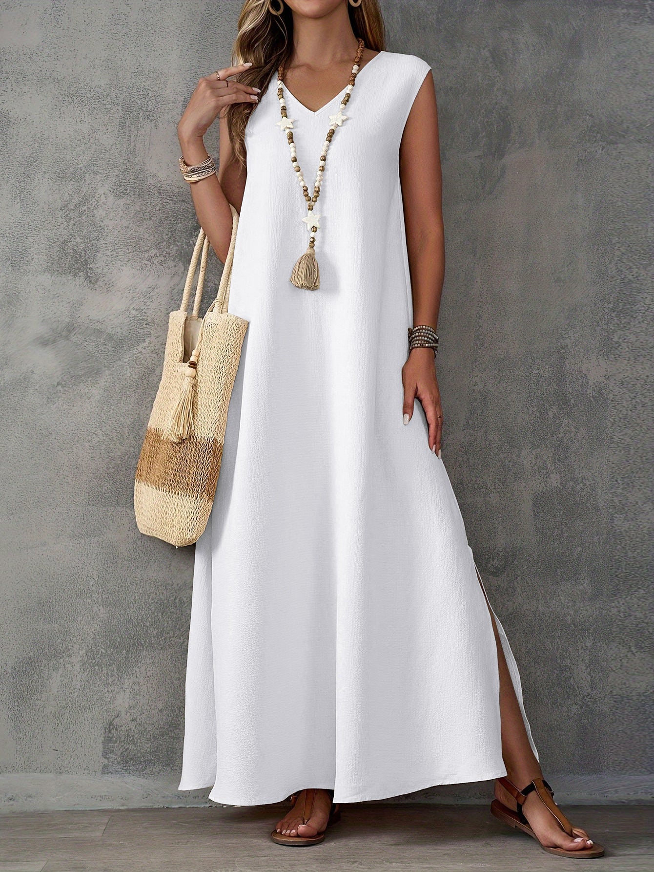 Women's Summer Sleeveless Side Slit Elegant Dress