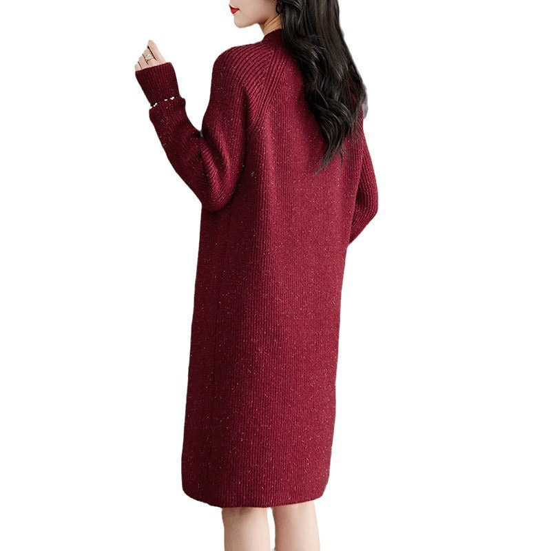 Women's Christmas Red Midi Half Turtleneck Bottoming Shirt Sweater