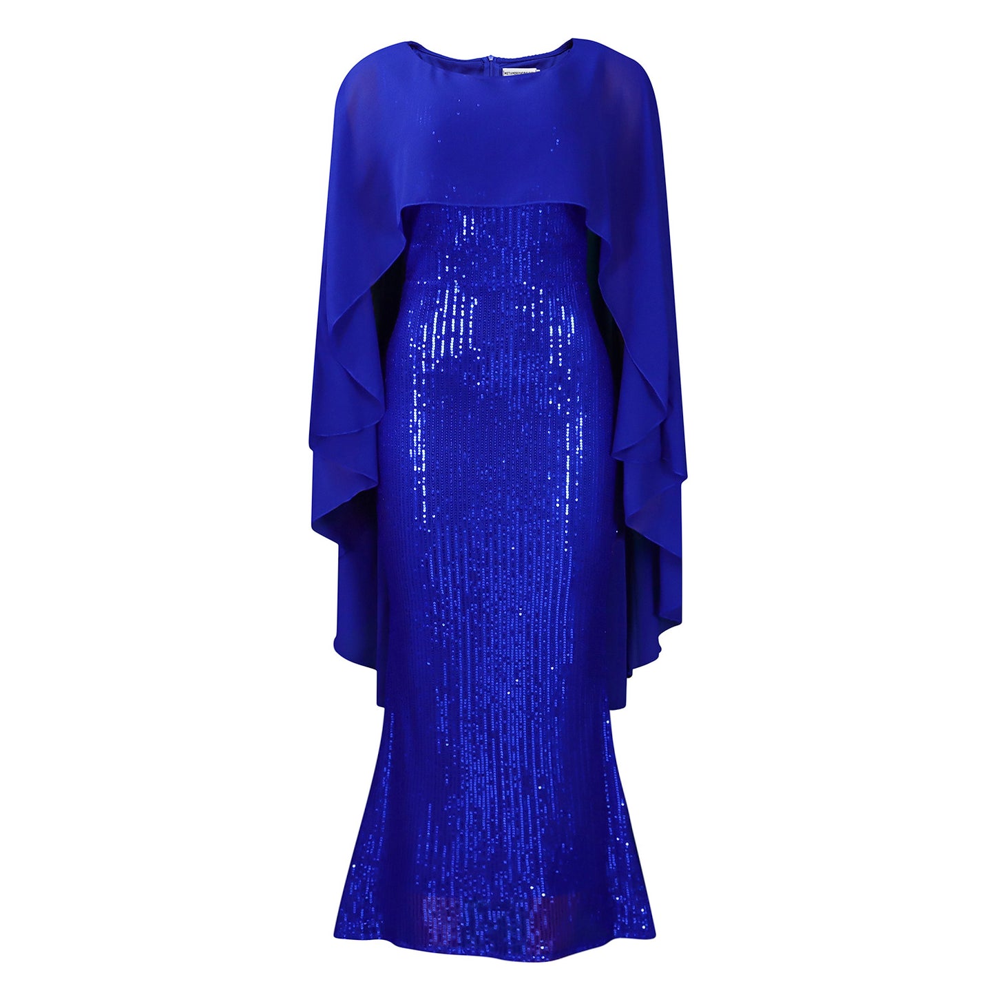 Women's Spring Fashion Chiffon Cape Sequined Sheath Banquet Party Dress