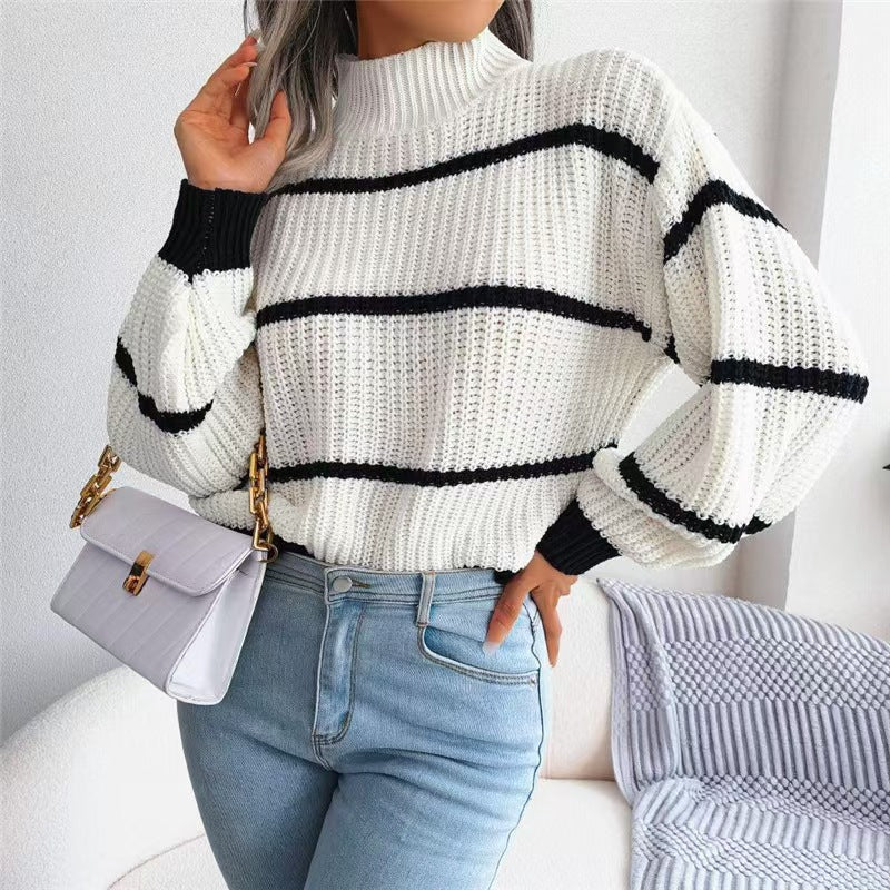 Women's Half Turtleneck Loose Idle Knitted Underwear Sweater