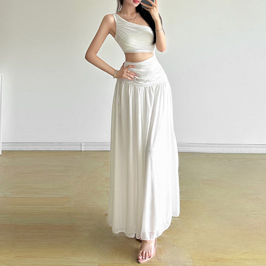 Women's Summer Solid Color Slim Street Fashion Diagonal Dresses