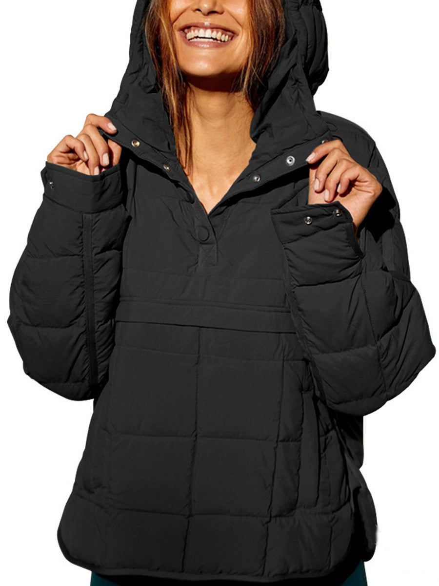 Women's Solid Color Hooded Pullover Pocket Long Coats