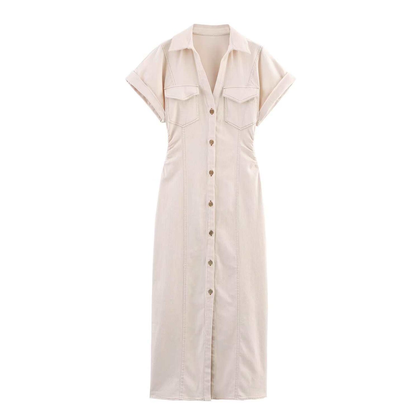 Midi Dress Slim Summer Denim Blue Dresses