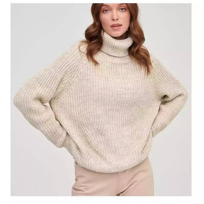 Women's Knitted Loose Thickened Solid Color Casual Sweaters
