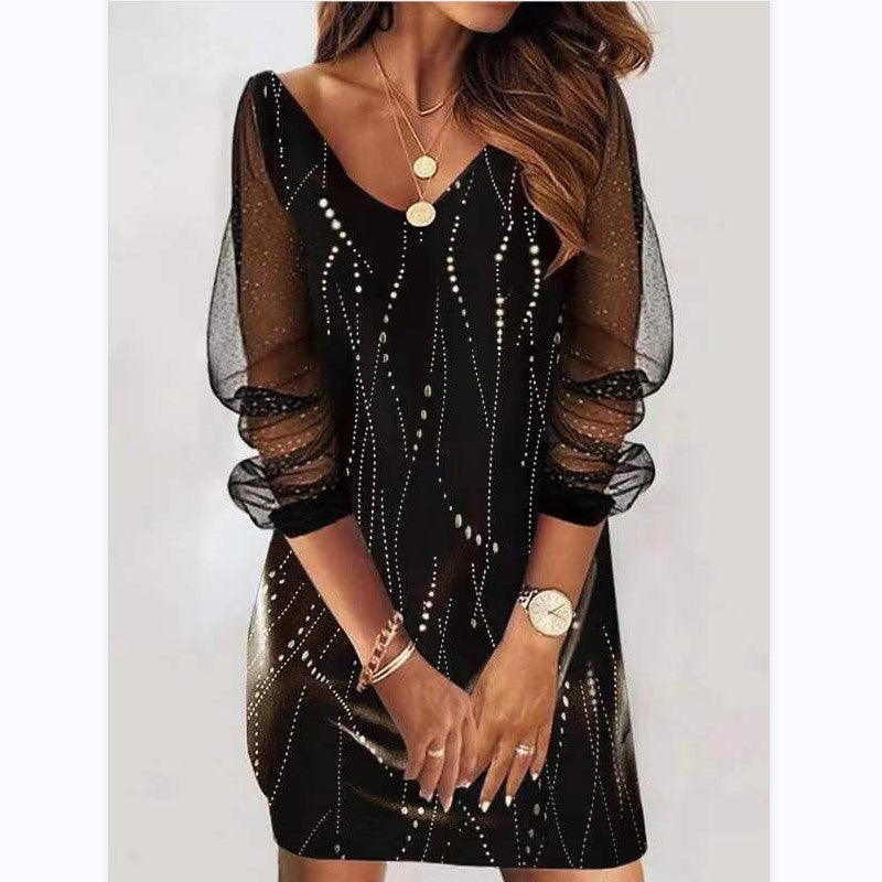 Women's Stylish Spring Sequin Gauze Dress Dresses