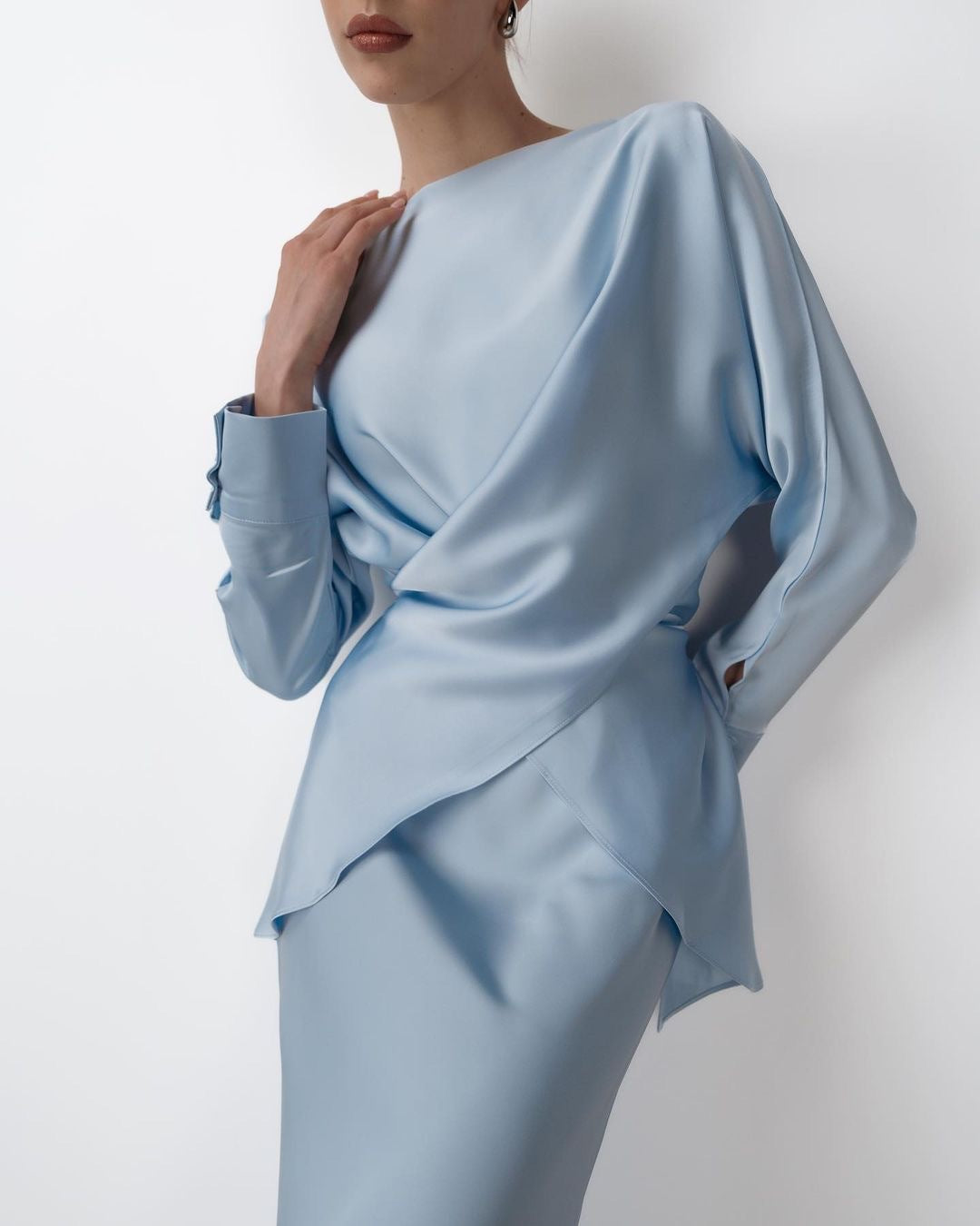 Women's Hot Elegant Graceful Satin Long-sleeved Two-piece Tops