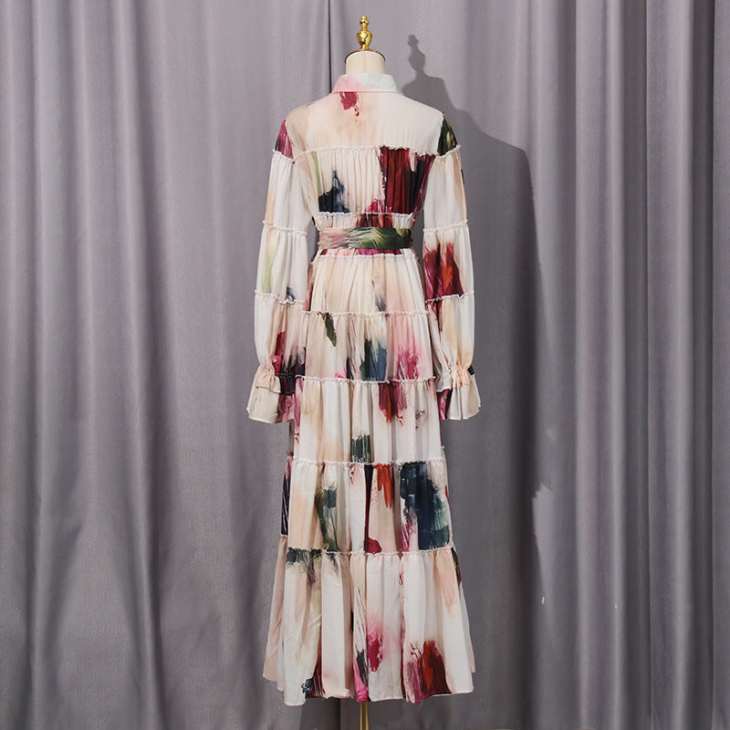 Women's Fashionable Style Contrast Color Large Swing Dress Dresses