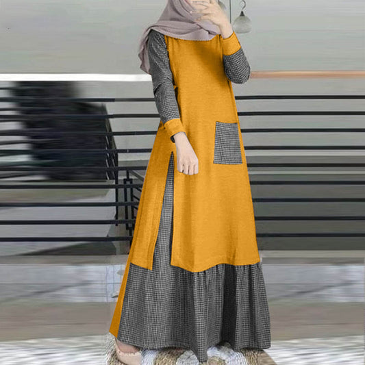 Women's Polyester Pullover Long Sleeve Round Neck Dresses
