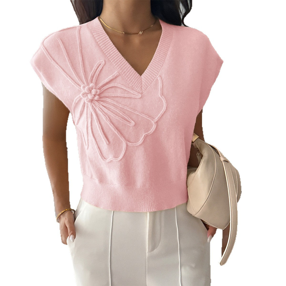 Women's Leisure Vacation Deep V Neck Solid Color With Women's Sweater