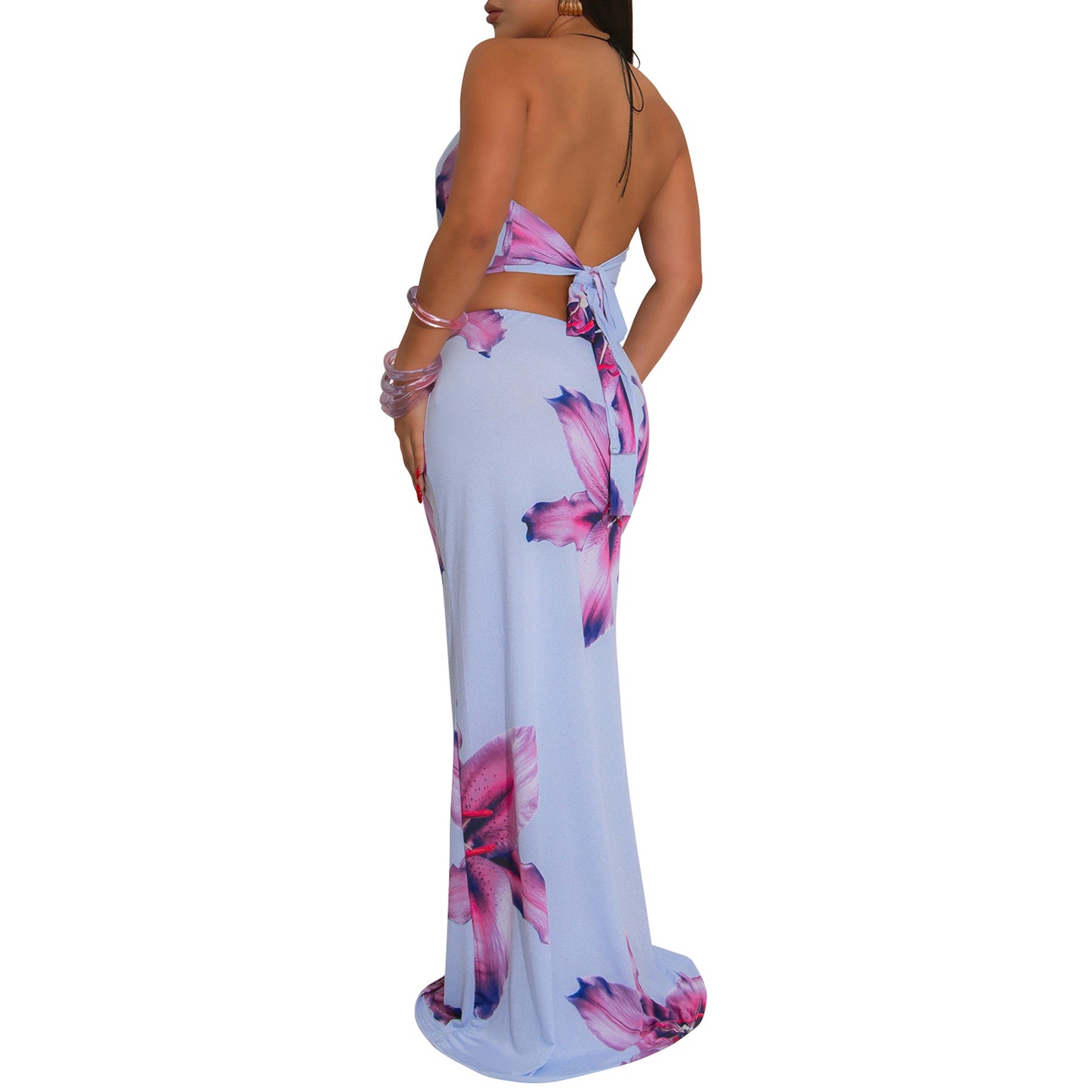 Women's Russian Sexy Swing Collar Backless Halter Suits