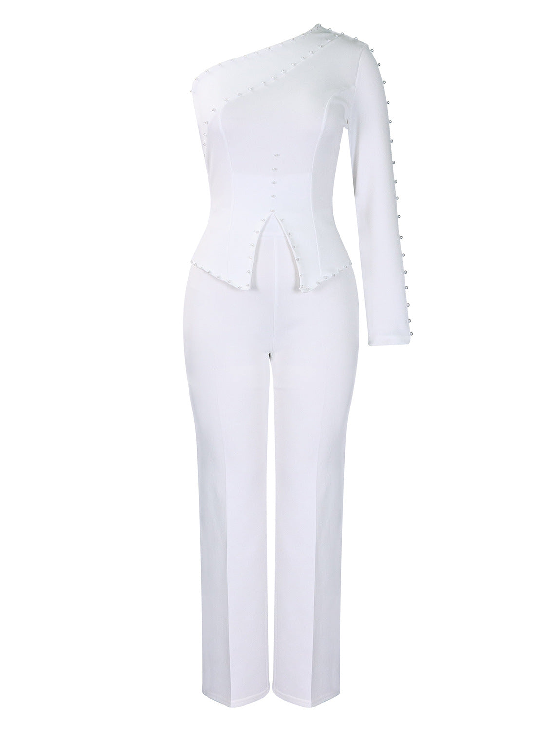 Women's Spring Shoulder Beaded Ol Two-piece Set Suits