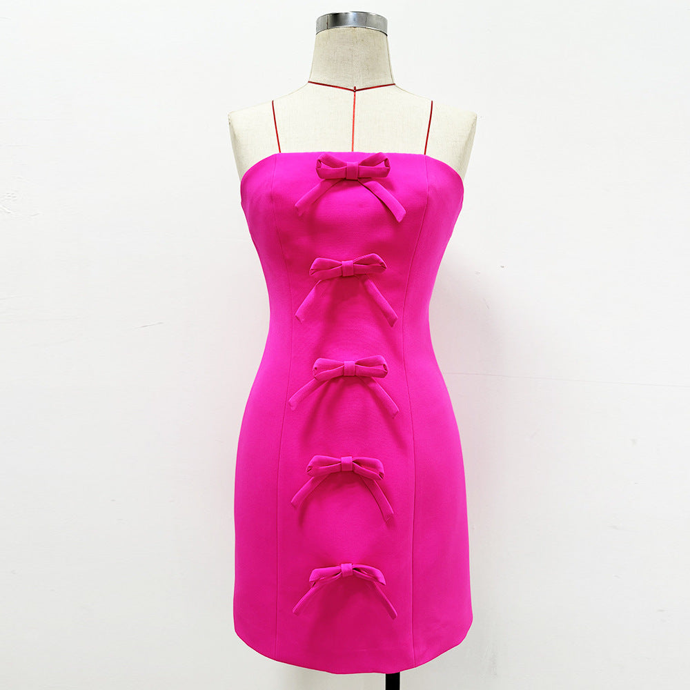 Slouchy Fluorescent Powder Bow Tube Dress Tops