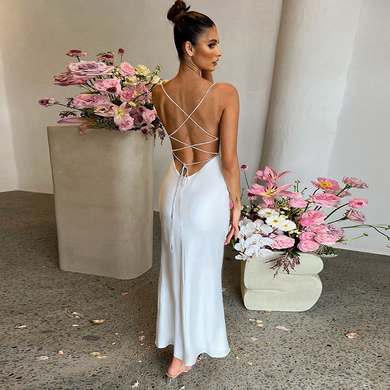 Style Sexy Slim Fit Backless Sheath Split Party Dress