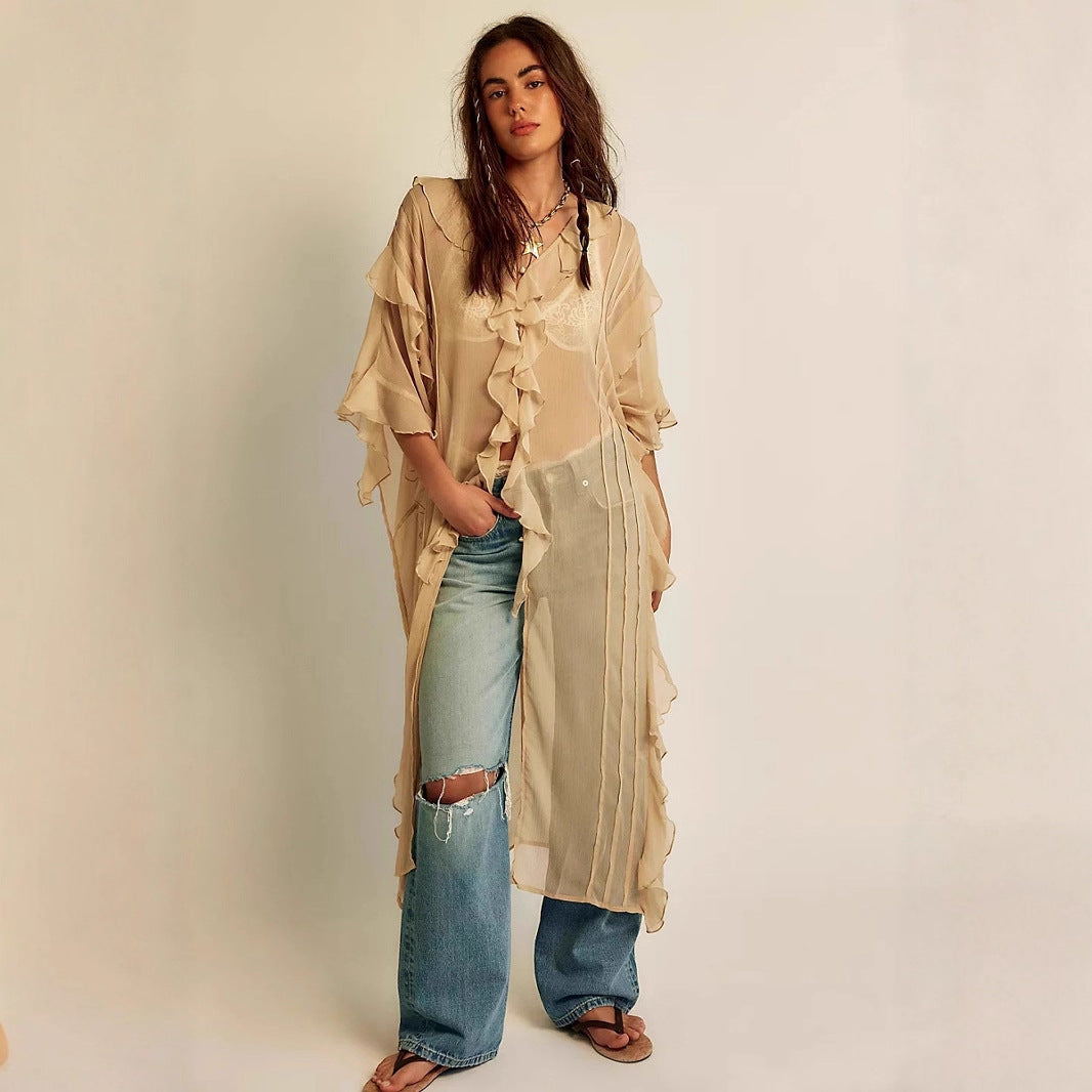 Women's Sweet Peach Summer Vacation Style Irregular Blouses