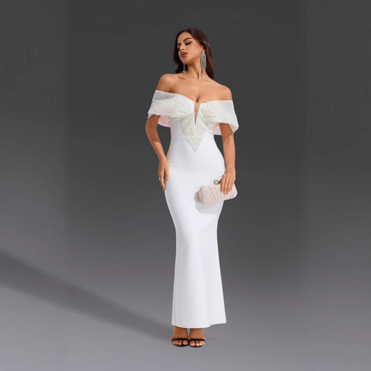 Women's Waist Shawl Fashion Dress Pearl Slimming Elegant Dresses
