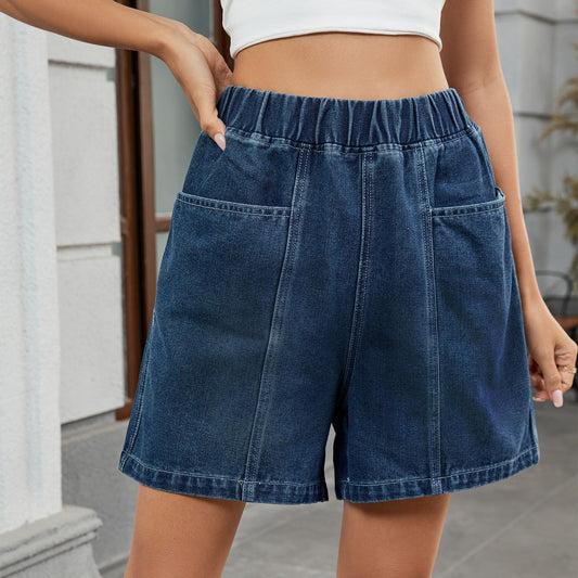 Women's Summer Washed Elastic Waist Denim Casual Jeans