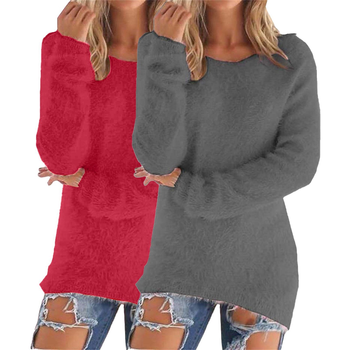 Women's Fashion Wear Winter Round Neck Fleece Sweater