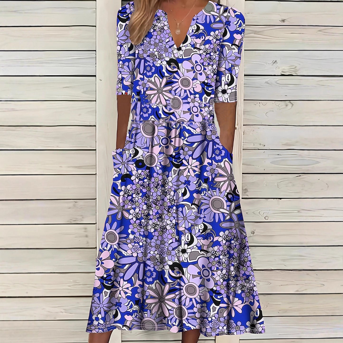 Women's Summer Printed Elegant Half-length Sleeve Dress
