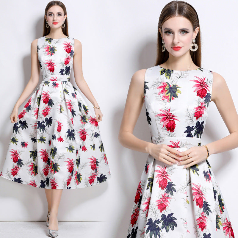 Women's Elegance Sleeveless Dress Summer High-grade Printed Dresses