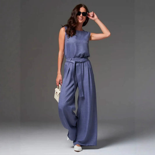 Women's Summer Sleeveless Light Luxury Temperament Solid Fashion Casual Suit