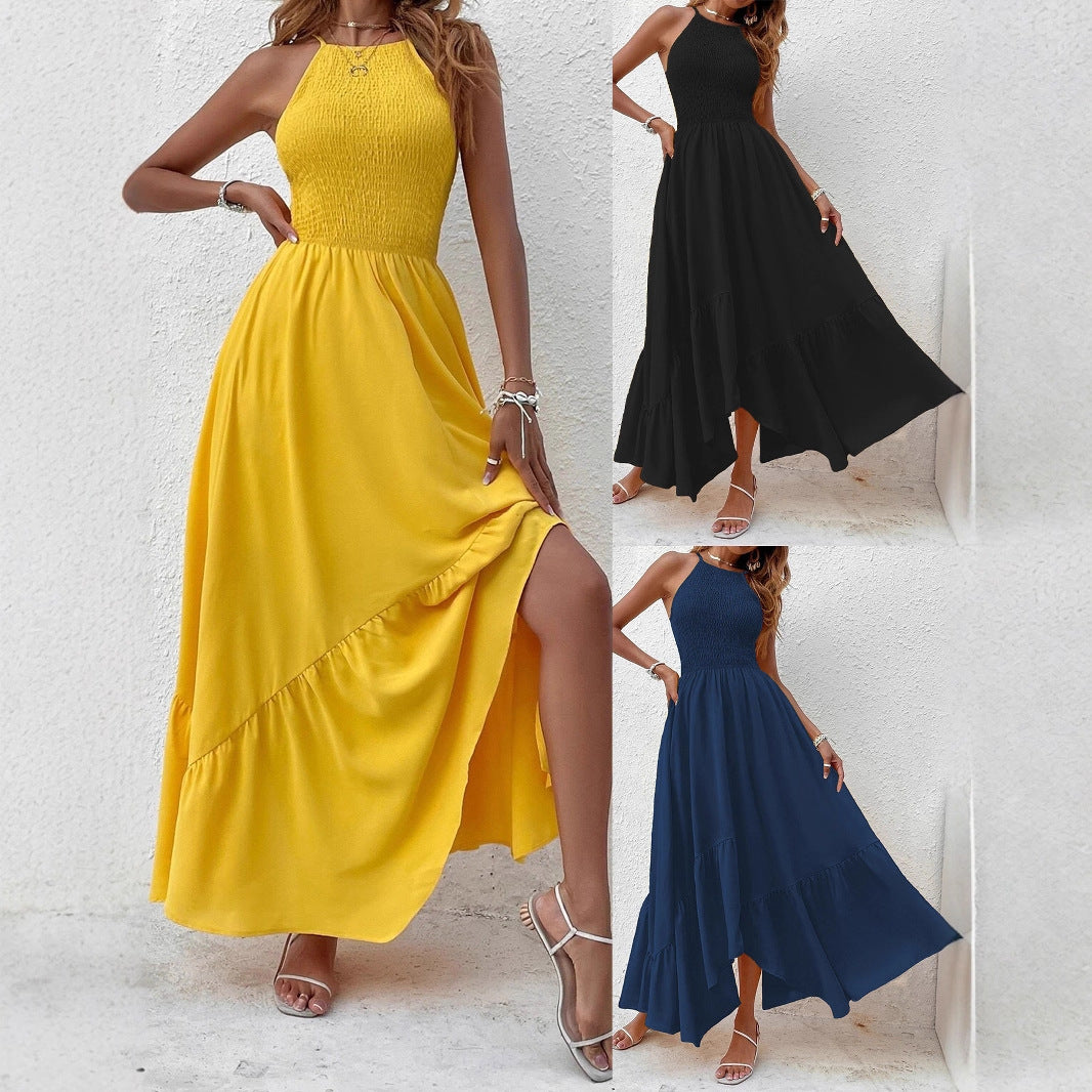 Cool Popular Solid Color Asymmetric Suspender Dress