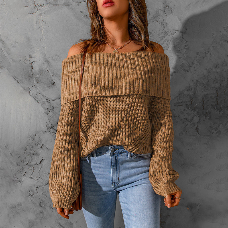 Women's Winter Solid Color Loose-fitting Elegant Temperament Sweater