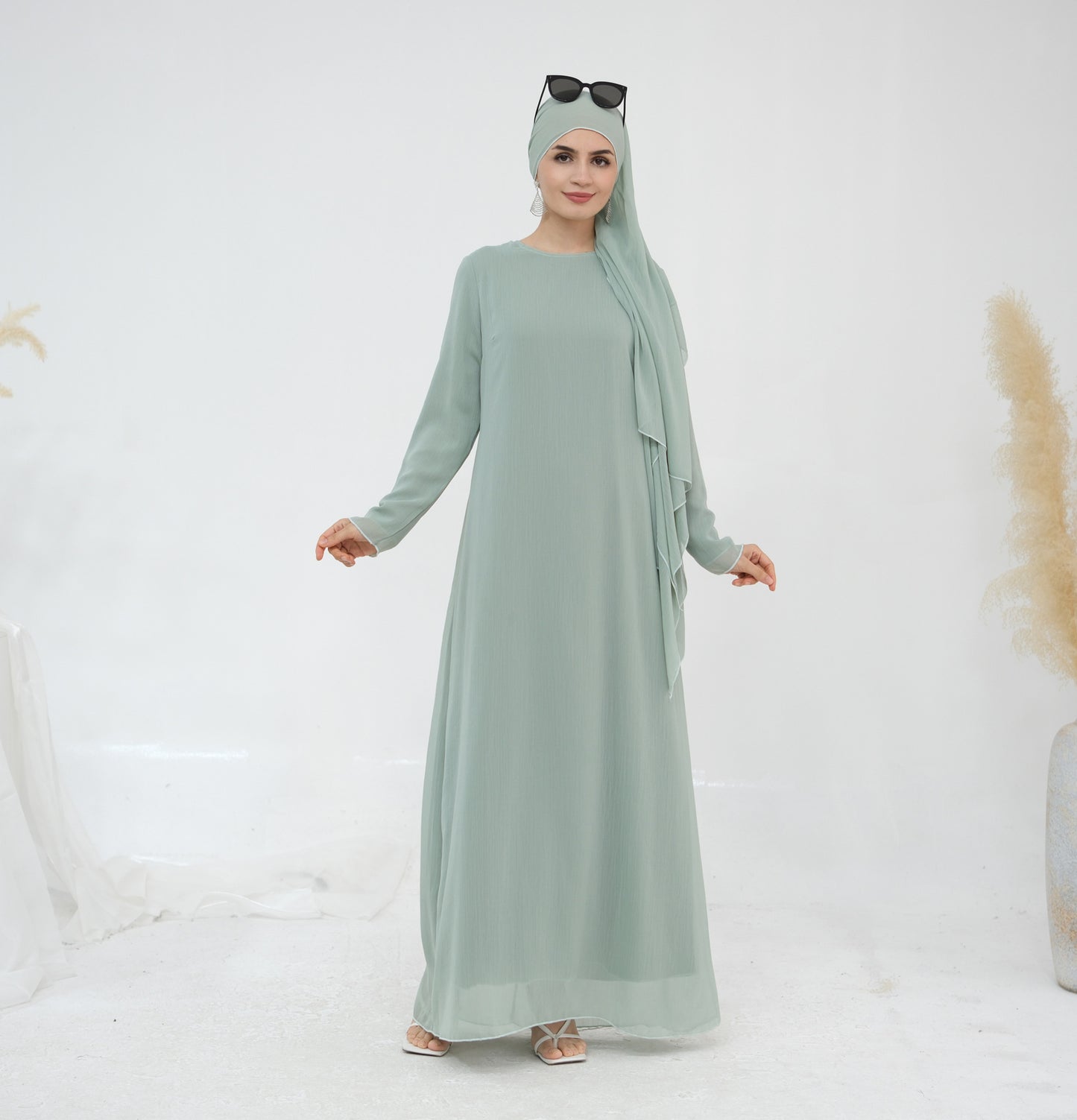 Turkey Encounter Elegant Chiffon Wrinkle Two-piece Dresses