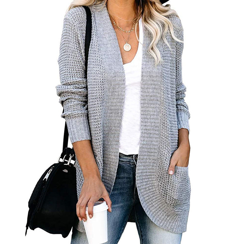 Women's Clothes Curved Placket Large Pocket Special Sweater