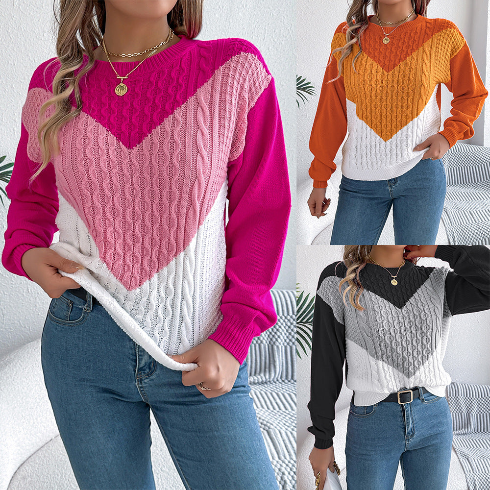 Women's Wind Casual Multicolor Twist Lantern Sleeve Sweater