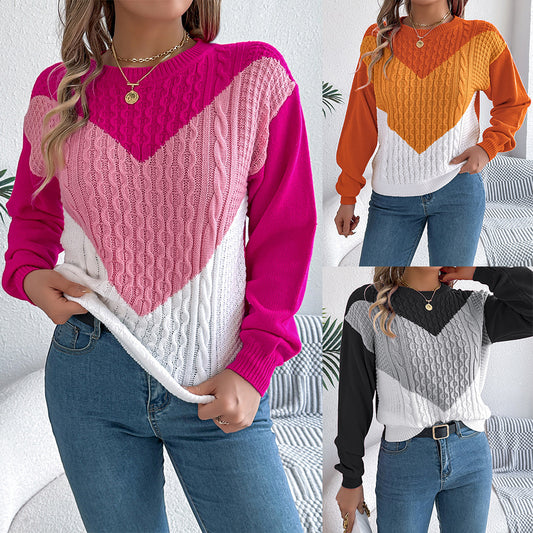 Women's Wind Casual Multicolor Twist Lantern Sleeve Sweater