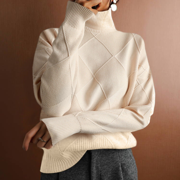 Women's Loose Temperament Commuter Solid Color Turtleneck Sweater