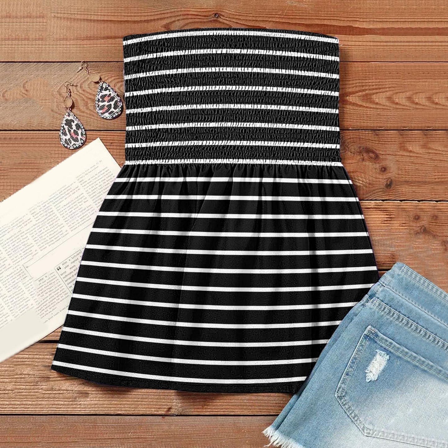 Women's T-shirt Fashion Sexy Backless Elastic Band Printed Tops