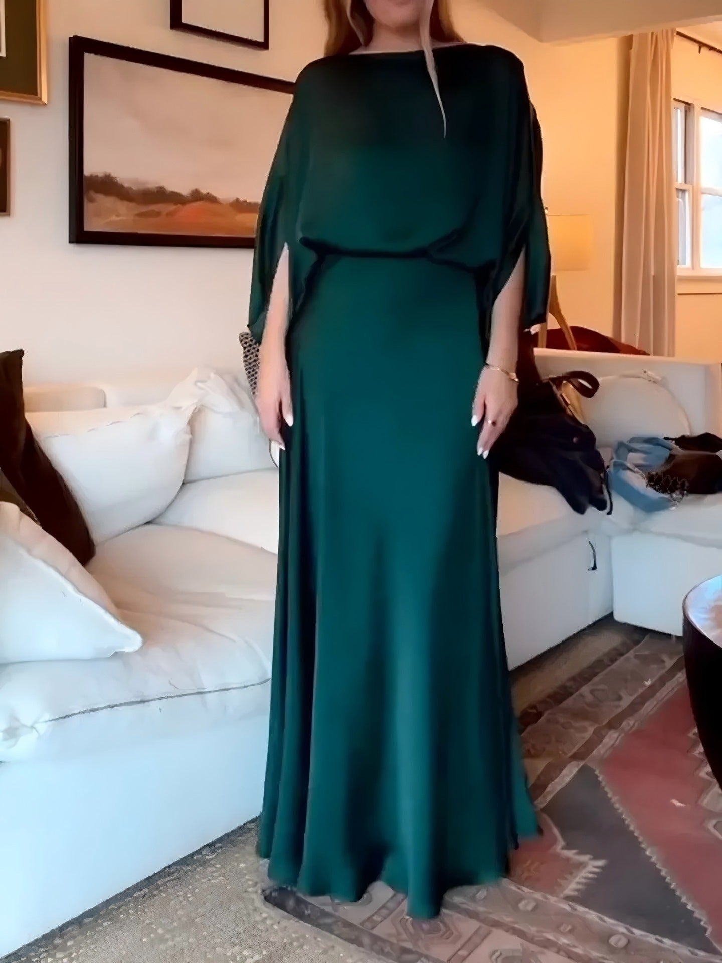 Women's Elegant Sexy Solid Color Satin Fashion Dress