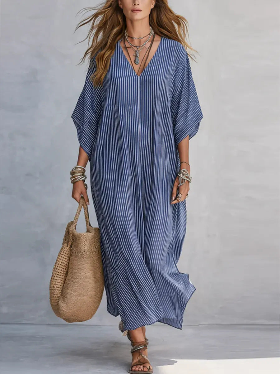 Loose Vacation Fashion Casual Shirt Striped Dress