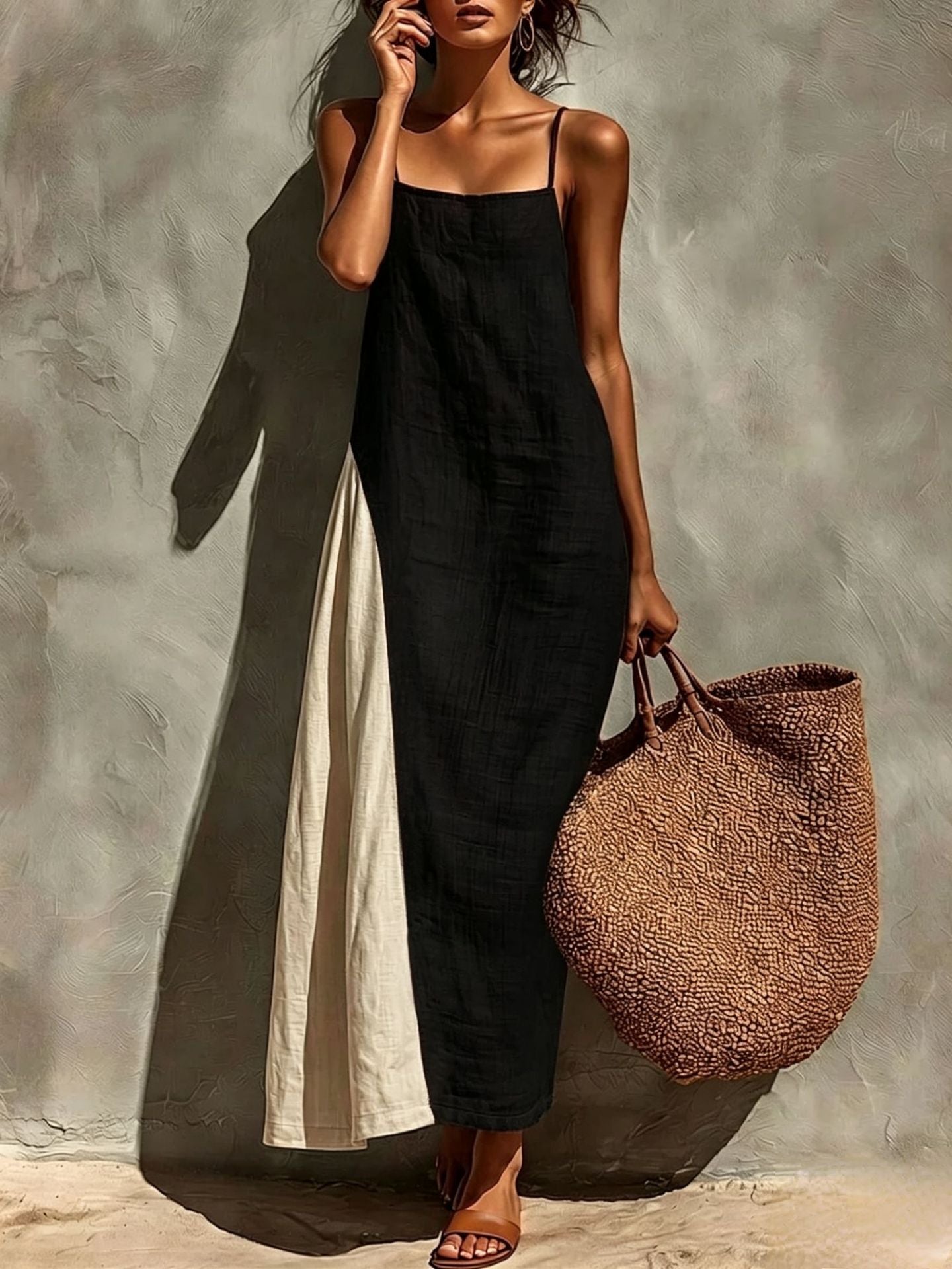 Women's Summer Cotton Linen Versatile Simple Camisole Dress