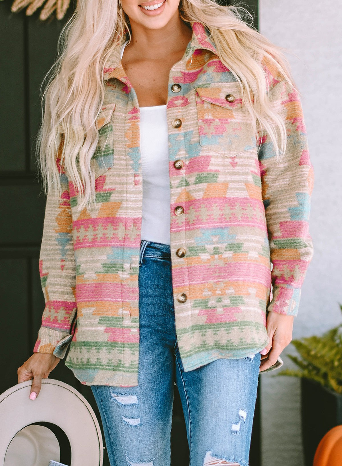 Women's Winter Fashion Retro Pattern Long-sleeved Woolen Coats