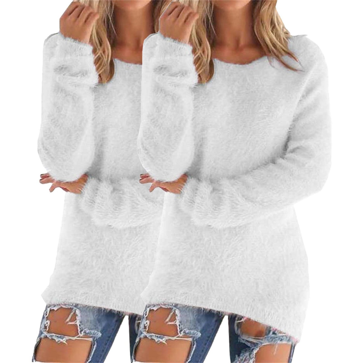 Women's Fashion Wear Winter Round Neck Fleece Sweater