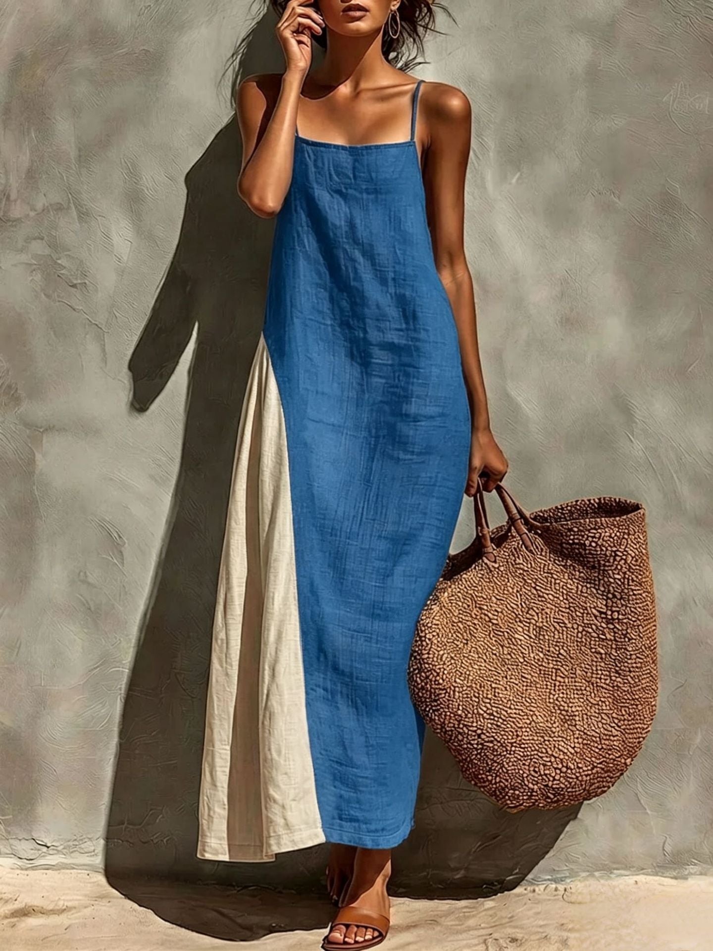 Women's Summer Cotton Linen Versatile Simple Camisole Dress