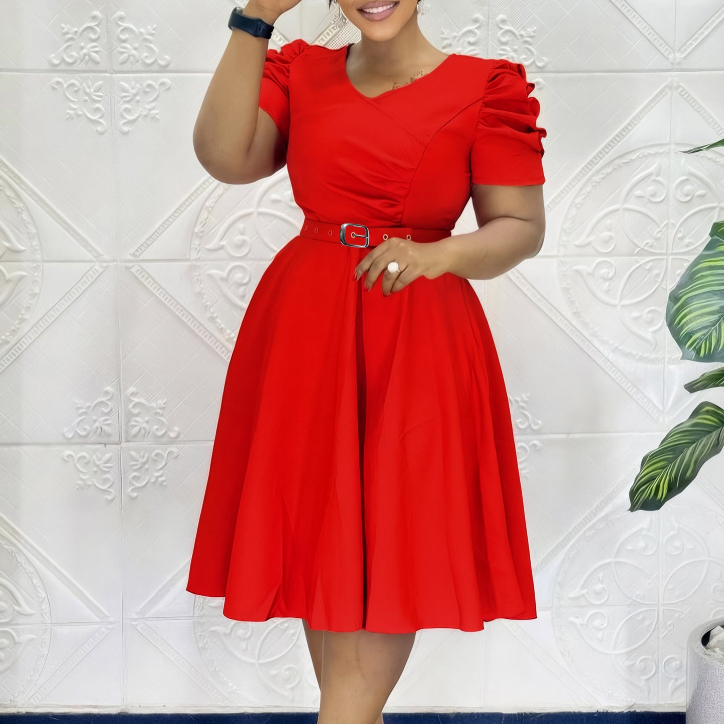 Women's Fashionable Pleated Elegant Large Swing Dress Dresses