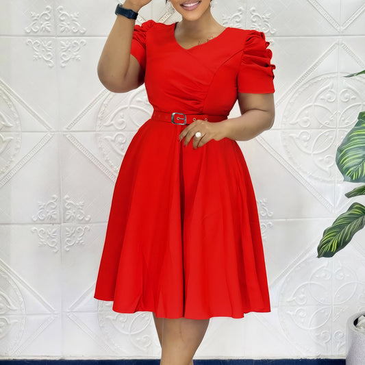 Women's Fashionable Pleated Elegant Large Swing Dress Dresses