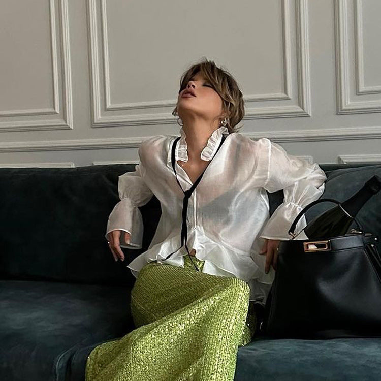 Women's Fashion Sexy Summer Bell Sleeve Design Blouses