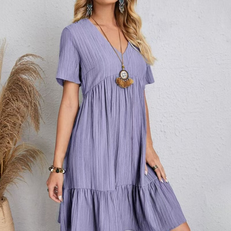 Women's Loose Casual Sleeve Waist High Fresh Dress