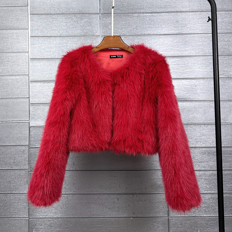 Women's Imitation Tuscan Fur Korean Style Solid Coats
