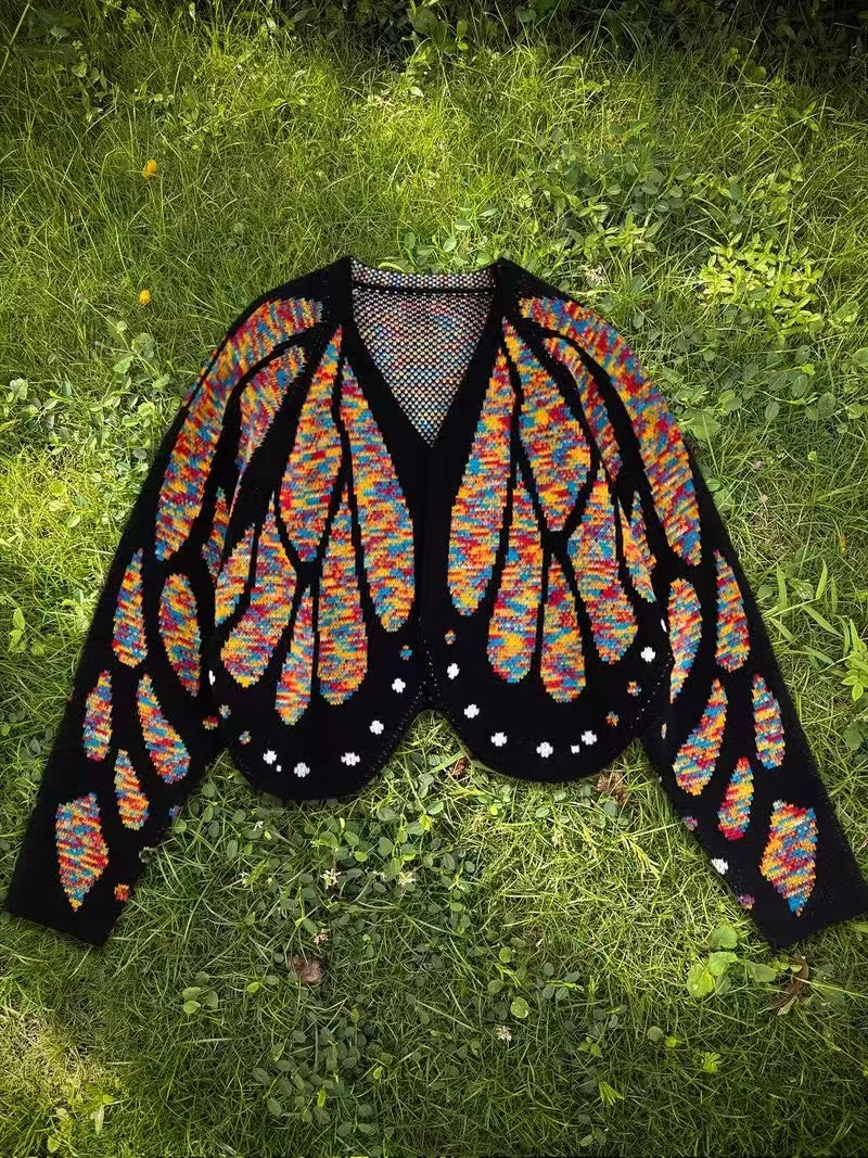 Knitted Batwing Sleeve Emperor Cloak Shawl Contrast Sweater
