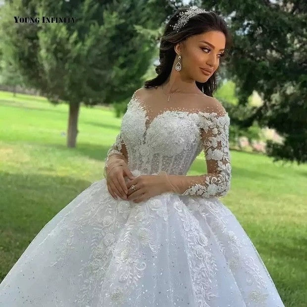 Dress Long Sleeve Lace French Trailing Wedding Dresses