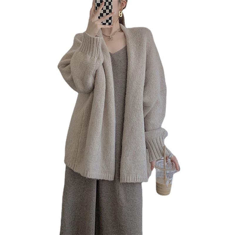 Knitted Retro Gentle Collar Casual Lazy Loose Outer Wear Sweater