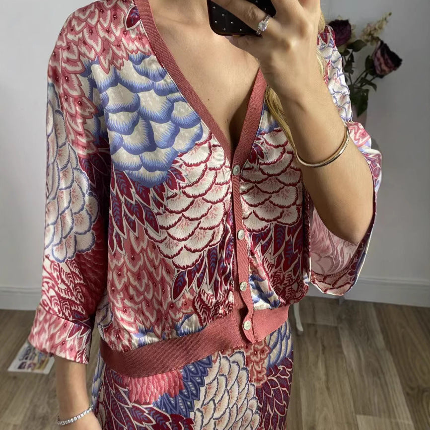 Elegant Home Satin Printed Sleeve Wrapped Suits